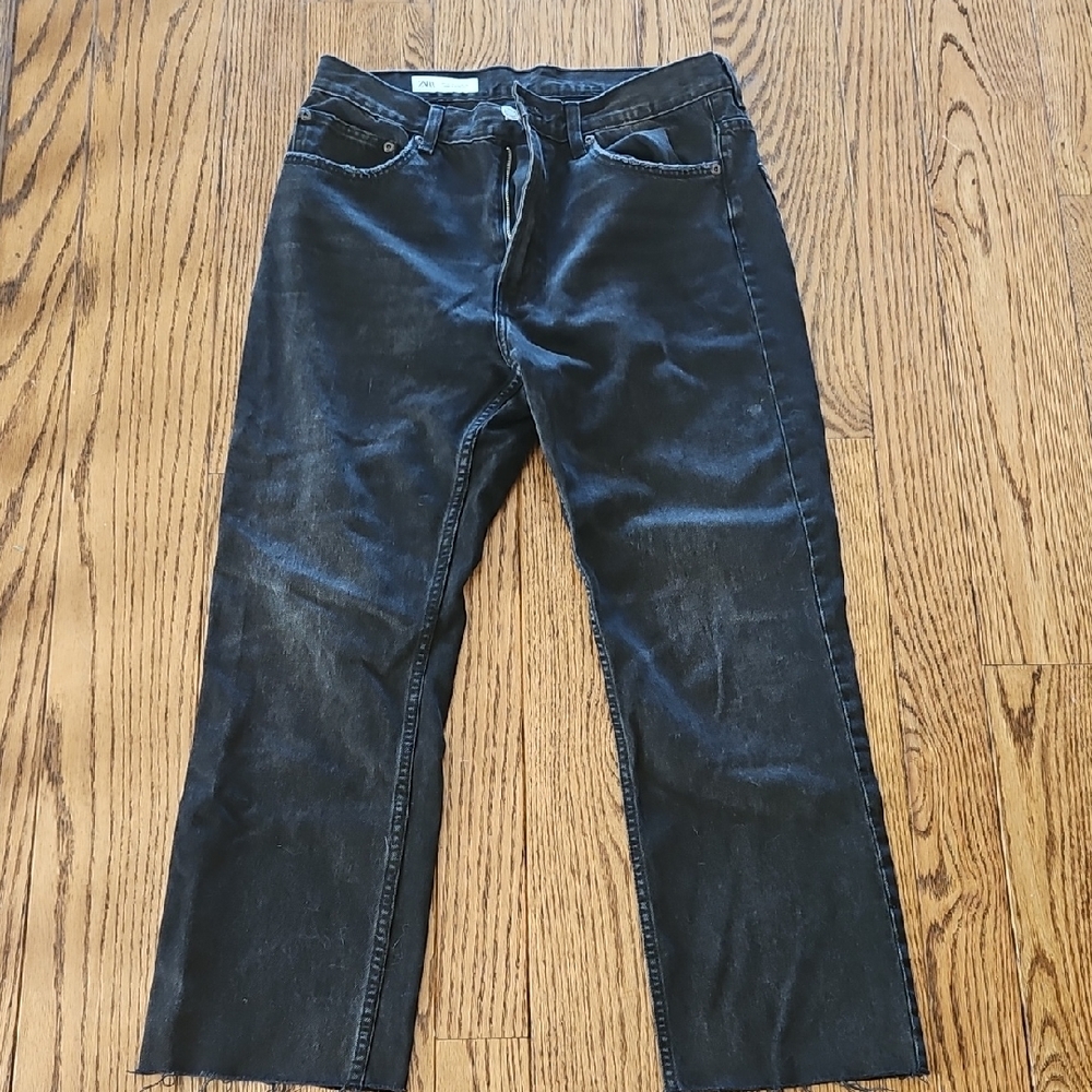 Zara Black Denim Jeans Wide Leg Pants US 12
